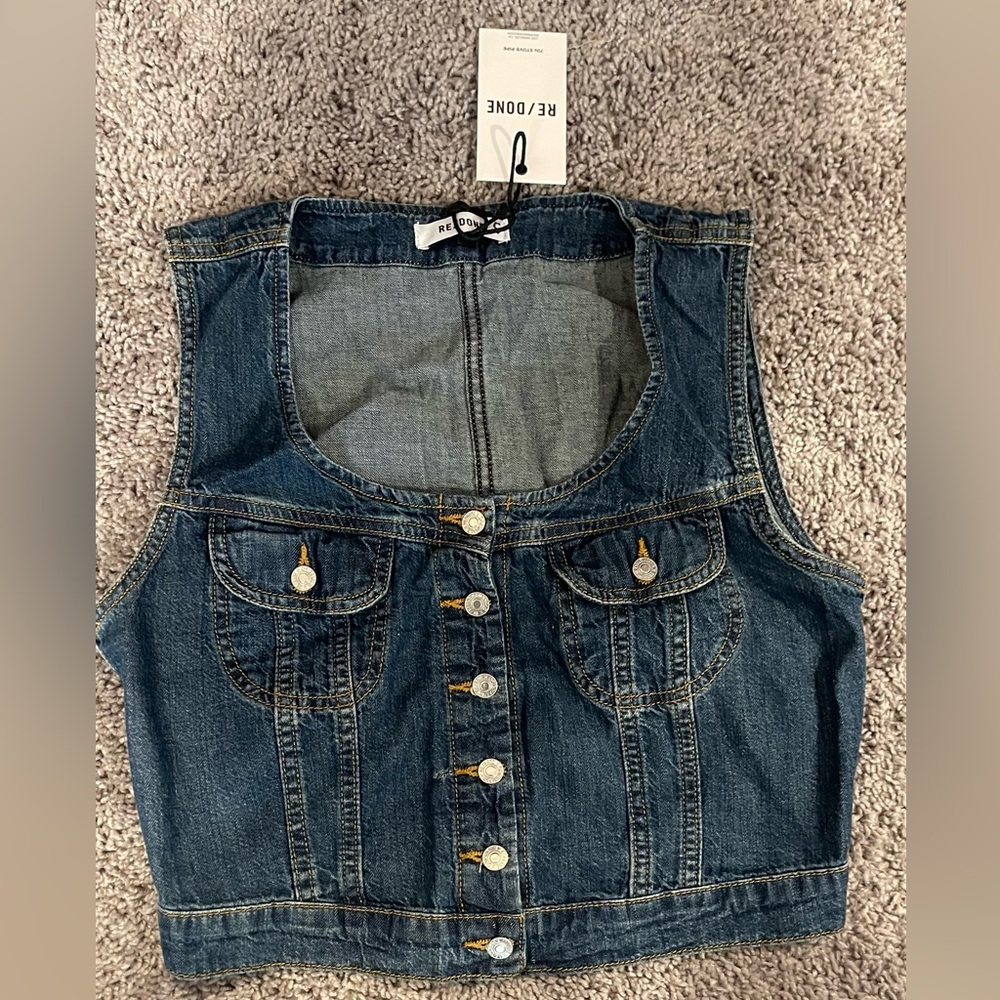 Re/Done Blue Denim Vest